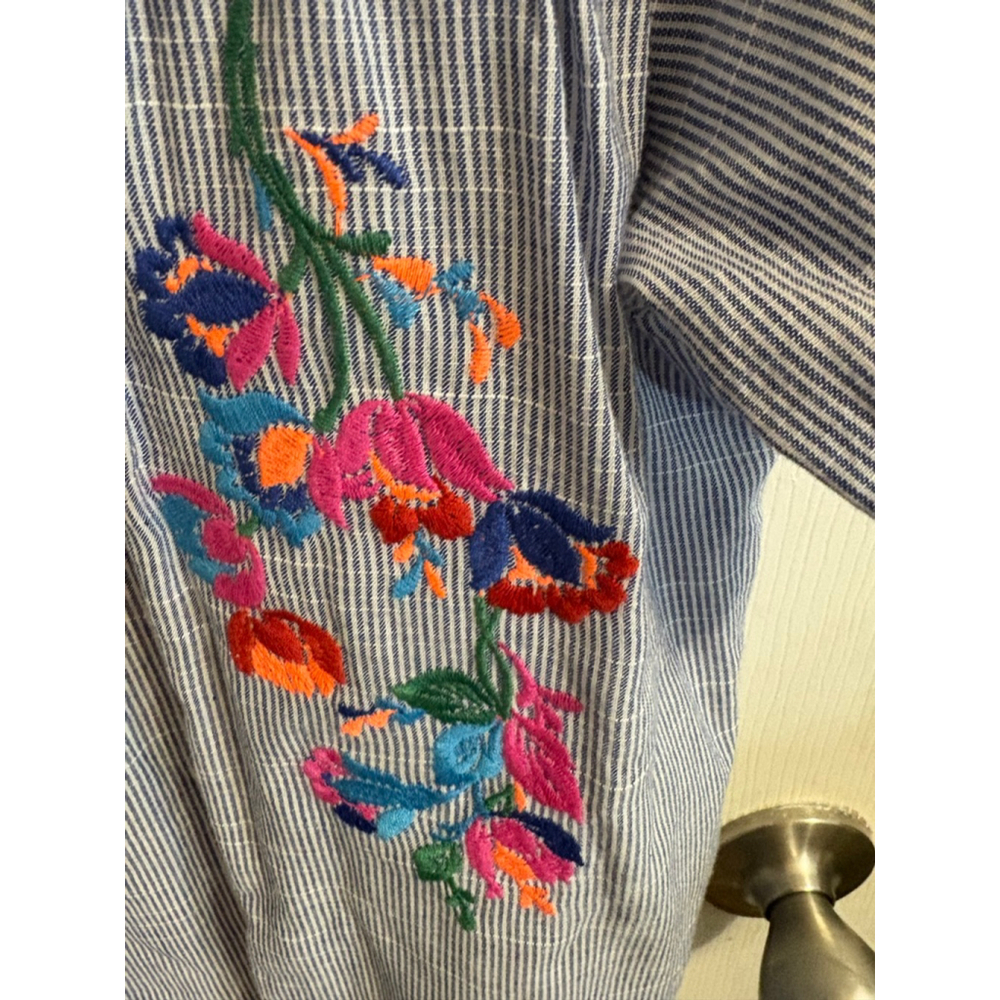 Embroidered Floral Peasant Blouse | Short Sleeve Boho Top - Picture 10 of 14